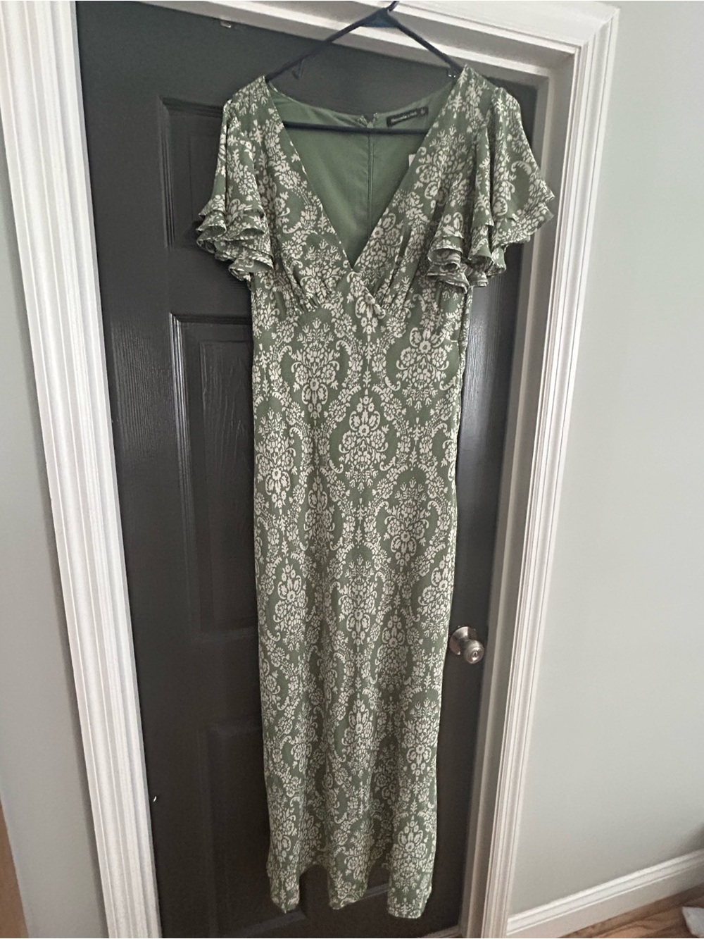 Abercrombie & Fitch Olive Green Damask Maxi Dress